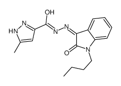 N-[(1-butyl-2-oxoindol-3-ylidene)amino]-5-methyl-1H-pyrazole-3-carboxamide结构式