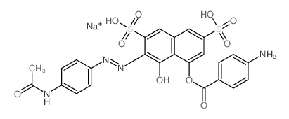 (3Z)-3-[(4-acetamidophenyl)hydrazinylidene]-5-(4-aminobenzoyl)oxy-4-oxo-naphthalene-2,7-disulfonic acid Structure