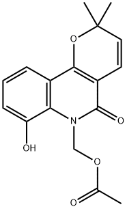 6-[(Acetyloxy)methyl]-5,6-dihydro-7-hydroxy-2,2-dimethyl-2H-pyrano[3,2-c]quinolin-5-one结构式