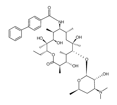N-((2R,3S,4R,5S,6S,7R,9R,10R,11S,12S,13R)-10-(((2S,3R,4S,6R)-4-(dimethylamino)-3-hydroxy-6-methyltetrahydro-2H-pyran-2-yl)oxy)-2-ethyl-3,4,9,12-tetrahydroxy-3,5,7,9,11,13-hexamethyl-14-oxooxacyclotetradecan-6-yl)-[1,1'-biphenyl]-4-carboxamide Structure