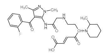 but-2-enedioic acid: N-[4-(2-fluorobenzoyl)-2,5-dimethyl-pyrazol-3-yl]-2-[3-(2-methyl-1-piperidyl)propylamino]acetamide结构式