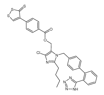4-(3-thioxo-3H-1,2-dithiol-4-yl)benzoic acid 2-butyl-4-chloro-1-[p-(o-1H-tetrazol-5-ylphenyl)-benzyl]imidazole-5-methyl ester Structure
