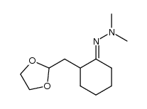 2-(2-((1,3-dioxolan-2-yl)methyl)cyclohexylidene)-1,1-dimethylhydrazine Structure