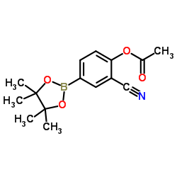 2-Cyano-4-(4,4,5,5-tetramethyl-1,3,2-dioxaborolan-2-yl)phenyl acetate结构式