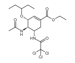 (3R,4R,5S)-ethyl 4-acetylamino-3-(pentan-3-yloxy)-5-(2,2,2-trichloroacetamido)cyclohex-1-enecarboxylate Structure
