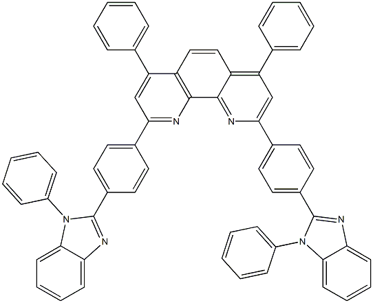 4,7-二苯基-2,9-双(4-(1-苯基-1H-苯并[d]咪唑-2-基)苯基)-1,10-菲咯啉结构式