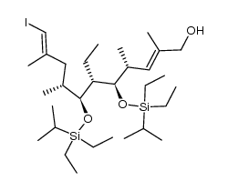 (2E,4R,5R,6S,7S,8R,10E)-5,7-bis((diethyl(isopropyl)silyl)oxy)-6-ethyl-11-iodo-2,4,8,10-tetramethylundeca-2,10-dien-1-ol结构式