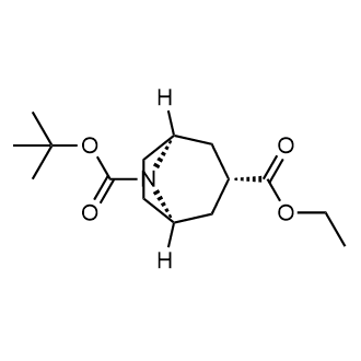 (1R,3s,5S)-8-叔丁基3-乙基8-氮杂双环[3.2.1]辛烷-3,8-二羧酸结构式