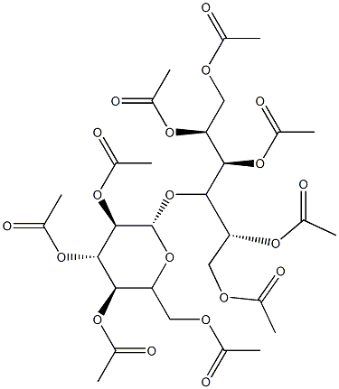 1-O,2-O,3-O,5-O,6-O-Pentaacetyl-4-O-(2-O,3-O,4-O,6-O-tetraacetyl-β-D-galactopyranosyl)-D-glucitol结构式