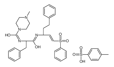 N-[(2S)-1-[[(E,3S)-1-(benzenesulfonyl)-5-phenylpent-1-en-3-yl]amino]-1-oxo-3-phenylpropan-2-yl]-4-methylpiperazine-1-carboxamide,4-methylbenzenesulfonic acid结构式