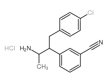 3-[2-氨基-1-[(4-氯苯基)甲基]丙基]-苯腈盐酸盐结构式