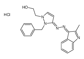 1-(2-羟乙基)-3-[(2-甲基-1H-吲哚-3-基)偶氮]-2-(苯基甲基)-1H-吡唑鎓氯化物结构式