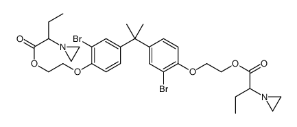 (isopropylidene)bis[(2-bromo-p-phenylene)oxyethylene] bis(alpha-ethylaziridine-1-acetate) structure