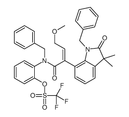 [2-[benzyl-[2-(1-benzyl-3,3-dimethyl-2-oxoindol-7-yl)-4-methoxybut-2-enoyl]amino]phenyl] trifluoromethanesulfonate结构式