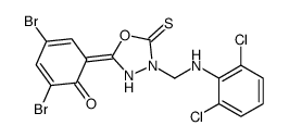 1,3,4-Oxadiazole-2(3H)-thione, 5-(3,5-dibromo-2-hydroxyphenyl)-3-(((2, 6-dichlorophenyl)amino)methyl)-结构式