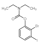 2-溴-3-碘-N,N-二乙基氨基甲酸苯酯结构式