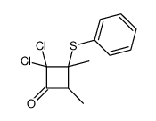 2,2-dichloro-3,4-dimethyl-3-phenylsulfanylcyclobutan-1-one结构式