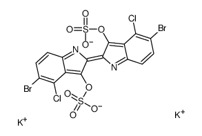 dipotassium 5,5'-dibromo-4,4'-dichloro[2,2'-bi-1H-indole]-3,3'-diyl disulphate Structure