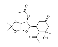 3-O-acetyl-4-(6-acetyl-5-hydroxy-5-methyl-3-oxocyclohexyl)-1,2-O-isopropylidene-α-D-threofuranose Structure
