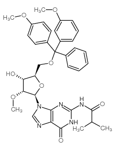 N-(9-((2r,3r,4r,5r)-5-((双(4-甲氧基苯基)(苯基)甲氧基)甲基)-4-羟基-3-甲氧基四氢呋喃-2-基)-6-氧代-6,9-二氢-1H-嘌呤-2-基)异丁酰胺图片