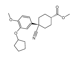 methyl trans-[4-cyano-4-(3-cyclopentyloxy-4-methoxyphenyl)cyclohexane-1-carboxylate]结构式