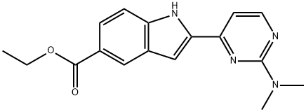 2-(2-(二甲基氨基)嘧啶-4-基)-1H-吲哚-5-羧酸乙酯结构式