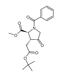 (2S,3R)-1-benzoyl-3-tert-butoxycarbonylmethyl-4-oxopyrrolidine-2-carboxylic acid methyl ester Structure