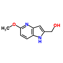 5-甲氧基-1H-吡咯并[3,2-b]吡啶-2-甲醇结构式