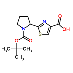 2-(1-(叔丁氧羰基)吡咯烷-2-基)噻唑-4-羧酸结构式