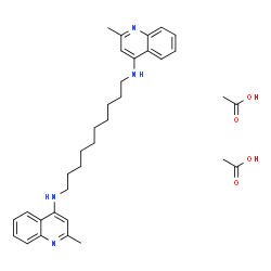 N,N'-decane-1,10-diylbis(2-methylquinolin-4-ammonium) diacetate Structure