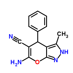 6-AMINO-3-METHYL-4-PHENYL-2,4-DIHYDRO-PYRANO[2,3-C]PYRAZOLE-5-CARBONITRILE Structure
