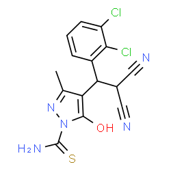 4-[2,2-Dicyano-1-(2,3-dichlorophenyl)ethyl]-5-hydroxy-3-methyl-1H-pyrazole-1-carbothioamide结构式