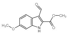 3-甲酰基-6-甲氧基-1H-吲哚-2-羧酸甲酯结构式