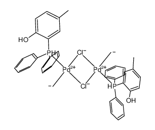 [Pd(2-diphenylphosphino-4-methylphenol)(CH3)(μ-Cl)]2结构式