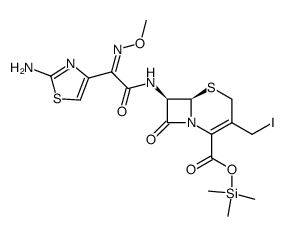 7β-[2-(2-aminothiazol-4yl)-2-(Z)-methoximinoacetamide]-3-iodomethyl-2-[(trimethylsilyloxy)carbonyl]cephalosporin Structure