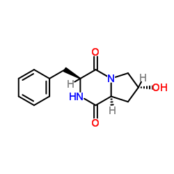 cyclo(L-phenylalanine-4-hydroxy-proline) structure