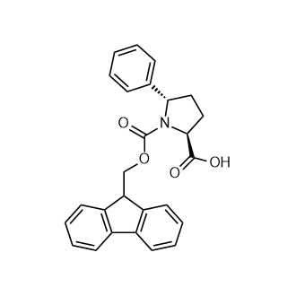 (2S,5S)-1-(((9H-芴-9-基)甲氧基)羰基)-5-苯基吡咯烷-2-羧酸结构式