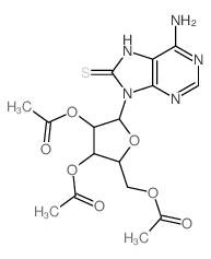 9H-Purine-8-thiol,6-amino-9-b-D-xylofuranosyl-,2',3',5'-triacetate (8CI) Structure