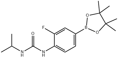 1-[2-fluoro-4-(4,4,5,5-tetramethyl-1,3,2-dioxaborolan-2-yl)phenyl]-3-(propan-2-yl)urea Structure
