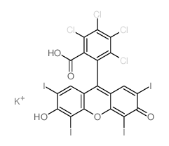 Spiro[isobenzofuran-1(3H),9'-[9H]xanthen]-3-one,4,5,6,7-tetrachloro-3',6'-dihydroxy-2',4',5',7'-tetraiodo-, potassium salt(1:2)结构式