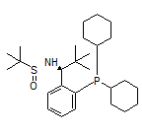 [S(R)]-N-[(1S)-[2-(二环己基膦)苯基]-2,2-二甲丙基]-2-叔丁基亚磺酰胺结构式