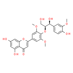 2-(4-(((1S,2S)-1,3-dihydroxy-1-(4-hydroxy-3-methoxyphenyl)propan-2-yl)oxy)-3,5-dimethoxyphenyl)-5,7-dihydroxy-4H-chromen-4-one结构式