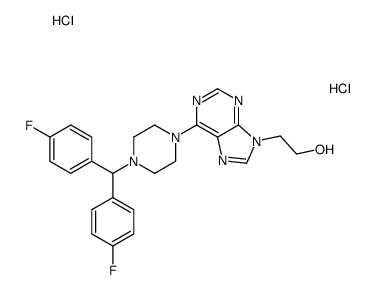 9H-Purine-9-ethanol, 6-(4-(di-p-fluorobenzhydryl)-1-piperazinyl)-, dih ydrochloride结构式