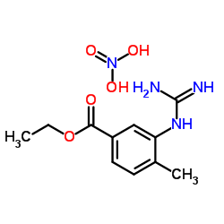 3-[(Aminoiminomethyl)amino]-4-methylbenzoic acid ethyl ester mononitrate Structure