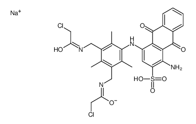 sodium 1-amino-4-[[3,5-bis[[(chloroacetyl)amino]methyl]-2,4,6-trimethylphenyl]amino]-9,10-dihydro-9,10-dioxoanthracene-2-sulphonate结构式