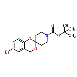 6-溴-4H-螺[苯并[d][1,3]二噁英-2,4-哌啶]-1-羧酸叔丁酯结构式