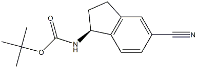 (S)-tert-butyl (5-cyano-2,3-dihydro-1H-inden-1-yl)carbamate结构式