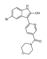 [6-(5-bromo-2-hydroxyl-1H-indol-3-yl)-pyridin-3-yl]-morpholin-4-yl-methanone结构式