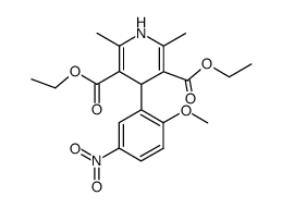 3,5-Diethoxycarbonyl-4-(2-methoxy-5-nitrophenyl)-2,6-dimethyl-1,4-dihydropyridine Structure