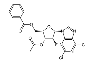 9H-Purine, 9-(3-O-acetyl-5-O-benzoyl-2-deoxy-2-fluoro-β-D-arabinofuranosyl)-2,6-dichloro-结构式